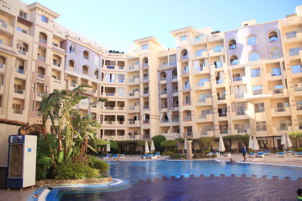 Luxury residential apartment complex with swimming pool in Hurghada, Egypt