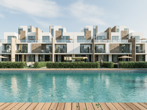 Long Beach Hurghada project with private beach, pools, and resort-style facilities.