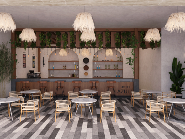 Modern apartments in Hurghada with private pools, terraces, and palm trees – Lazuli Hurghada by Rekaz Developments.