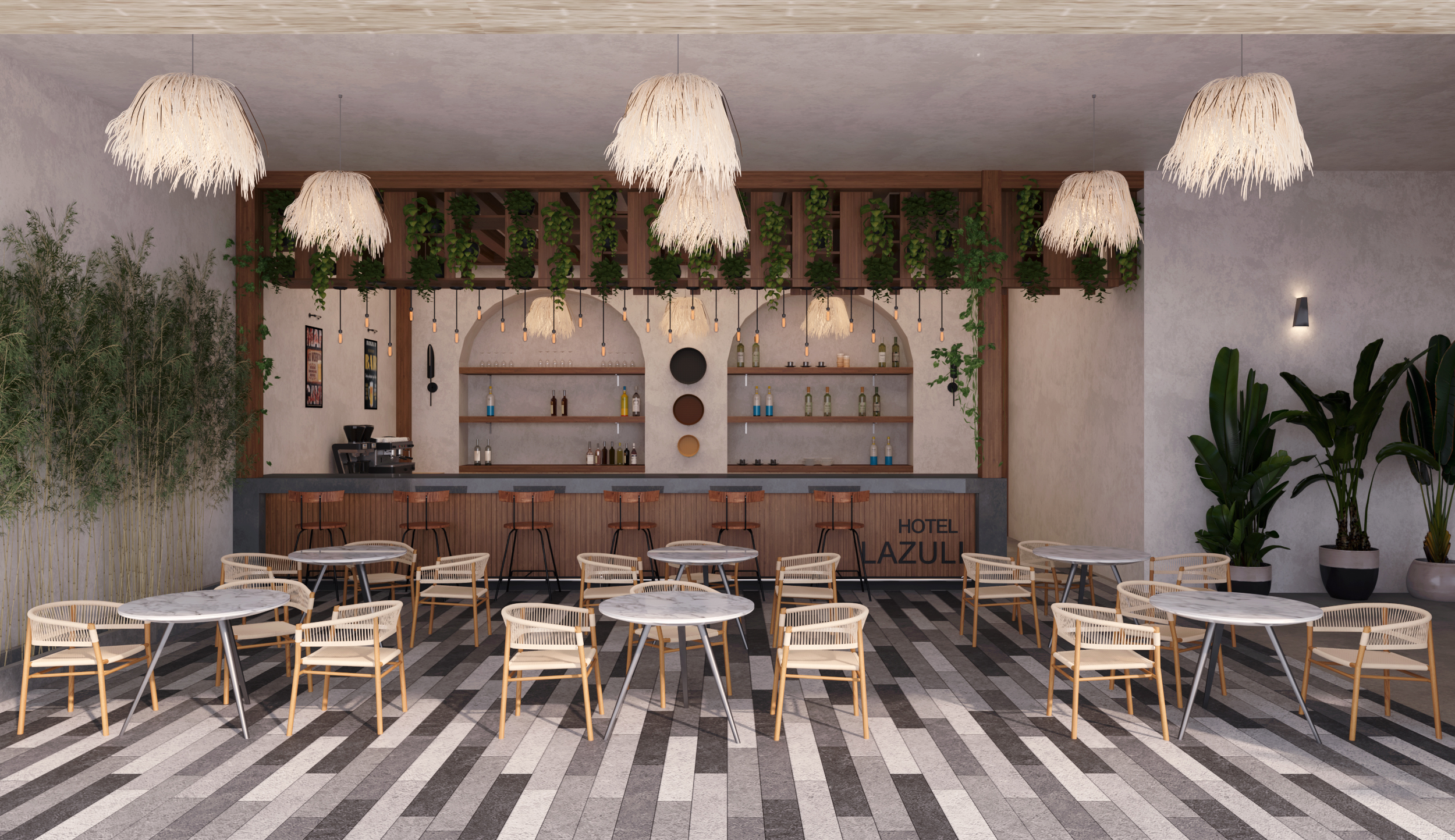 Modern apartments in Hurghada with private pools, terraces, and palm trees – Lazuli Hurghada by Rekaz Developments.