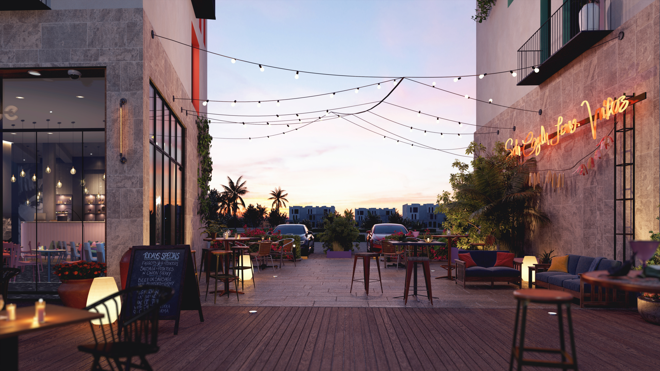 Modern apartments in Hurghada with private pools, terraces, and palm trees – Lazuli Hurghada by Rekaz Developments.