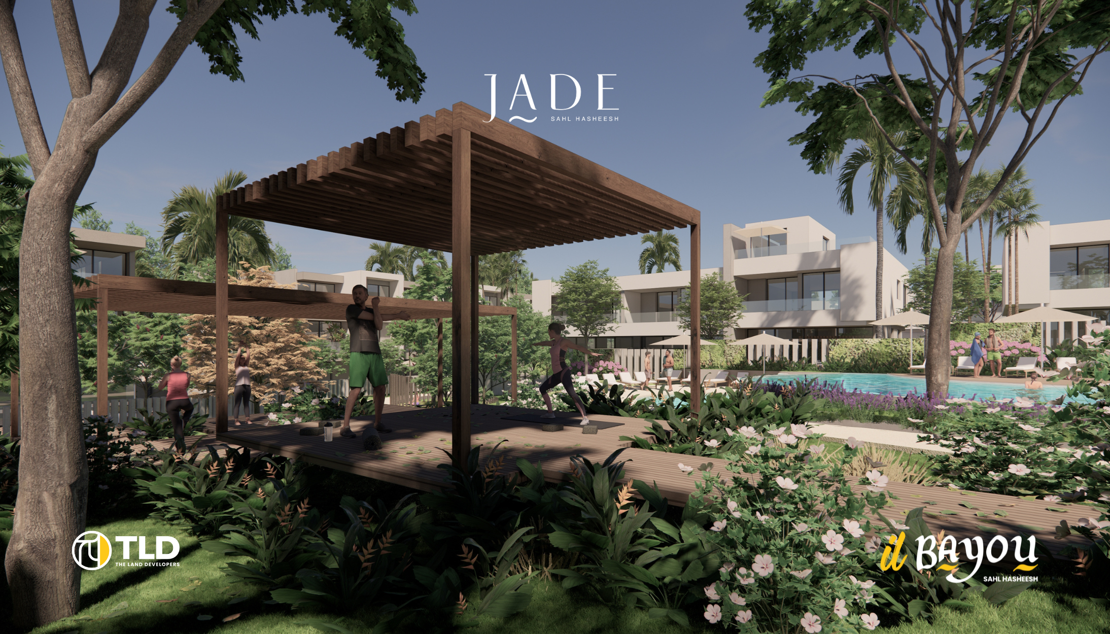 Il Bayou Sahl Hasheesh Luxury Villas and Apartments overlooking landscaped gardens and the Red Sea in Hurghada.