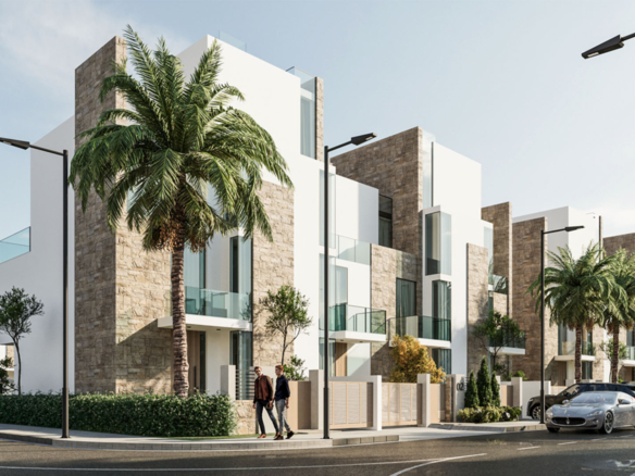 The stylish façade of Long Beach combines modern architecture with the calm elegance of coastal living.