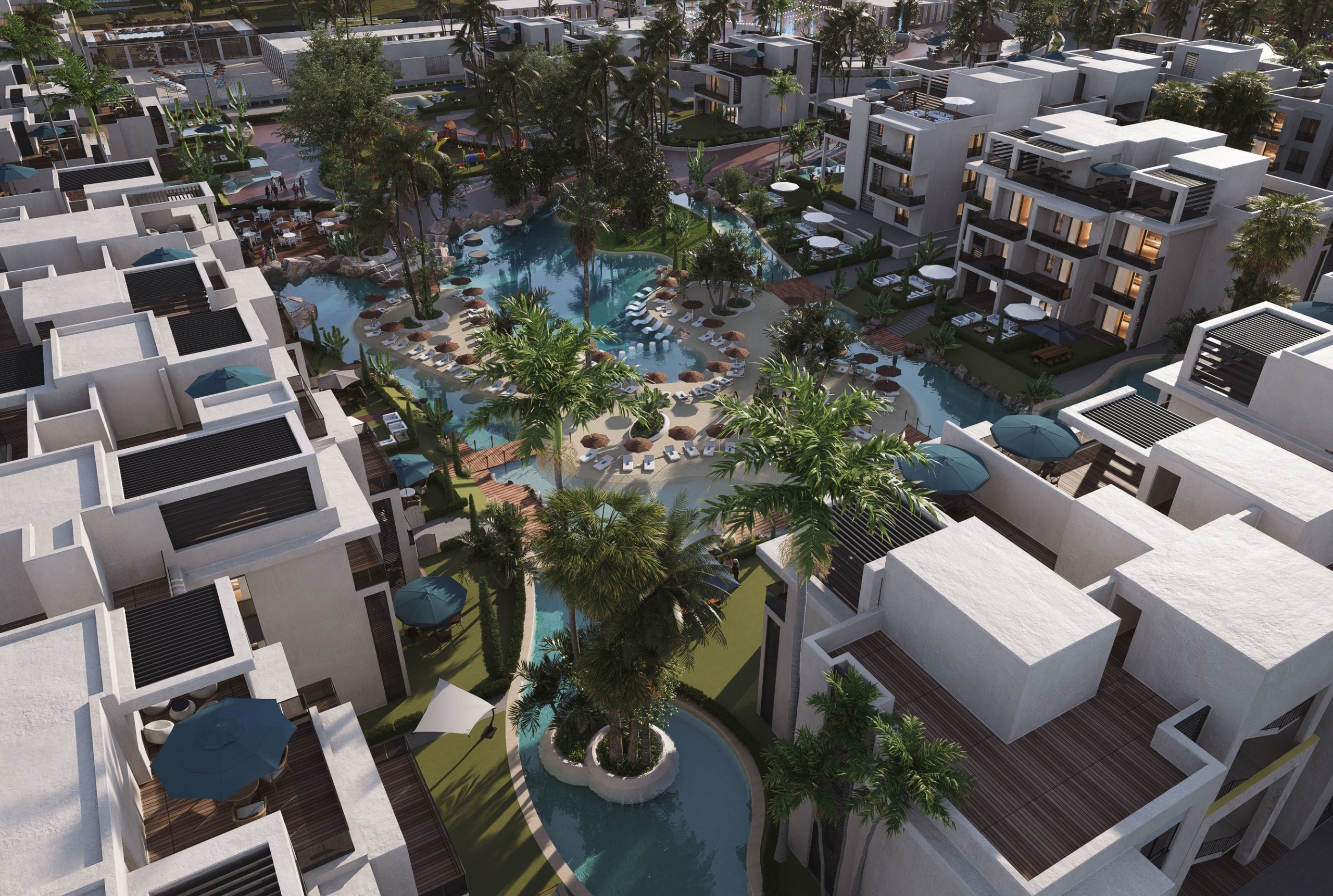 The stunning façade of ONE 7 reflects a blend of modern architecture and refined residential luxury.