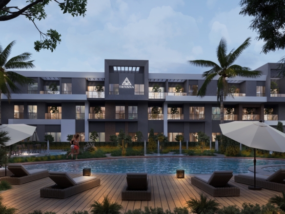 Front view of Trivana Resort Hurghada showcasing elegant modern architecture and sea-view design.
