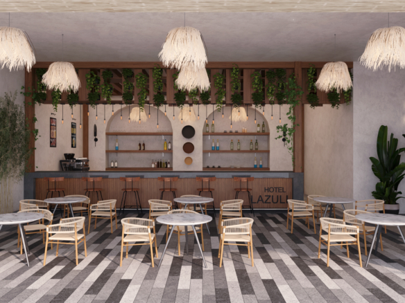 The front façade of Lazuli showcases contemporary architecture blended with refined coastal elegance.