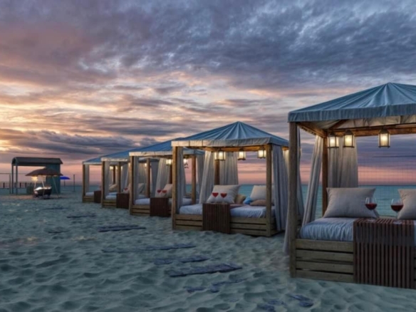 The elegant façade of Bella Bay Hurghada blends contemporary architecture with the charm of the Red Sea Promenade.