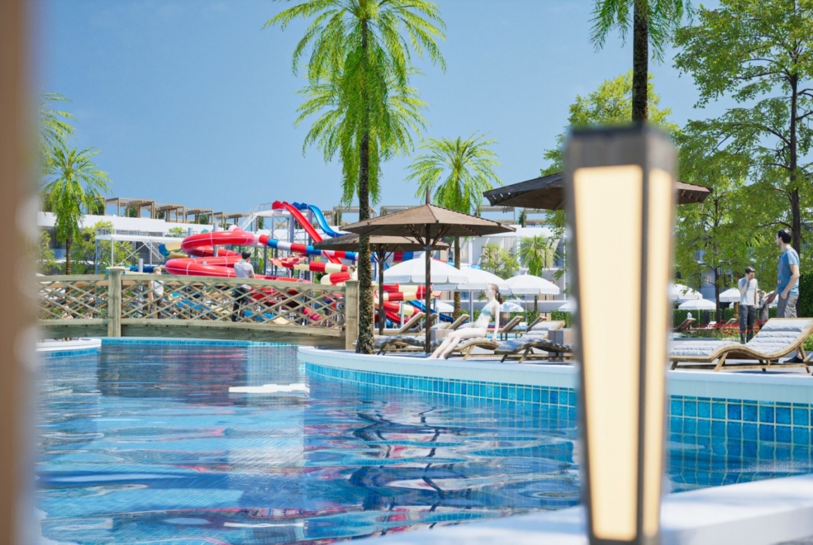 Families enjoying pools and recreational areas inside Holidays Park resort