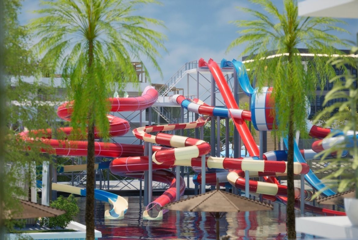 Modern residential resort view of Holidays Park Hurghada with swimming pools and green landscapes