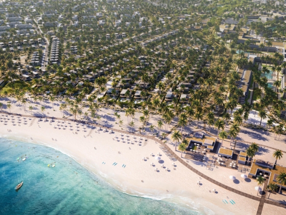 Luxury resort at Ras Soma featuring modern architecture and sea-view rooms.