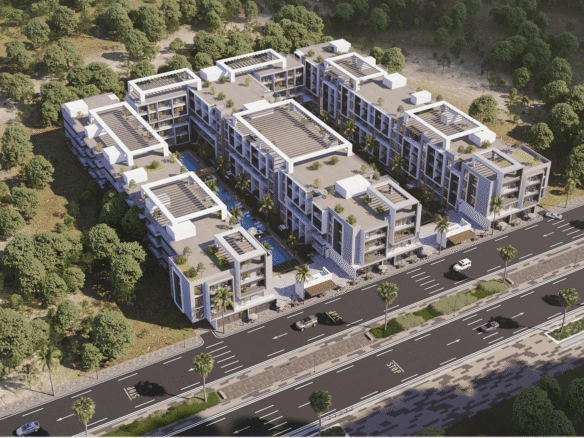 Real estate development in Egypt with new buildings and modern homes