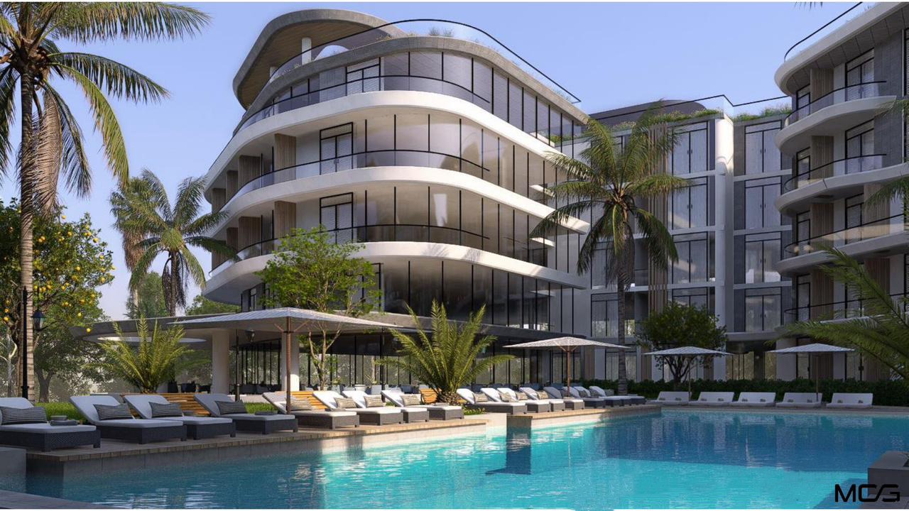 Studio Pool View apartment overlooking a modern swimming pool in Hurghada