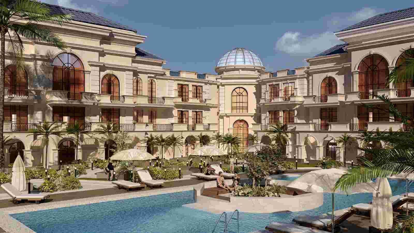 Studio in Magawish – luxury apartments at Aurora Palace with swimming pools and modern resort-style amenities