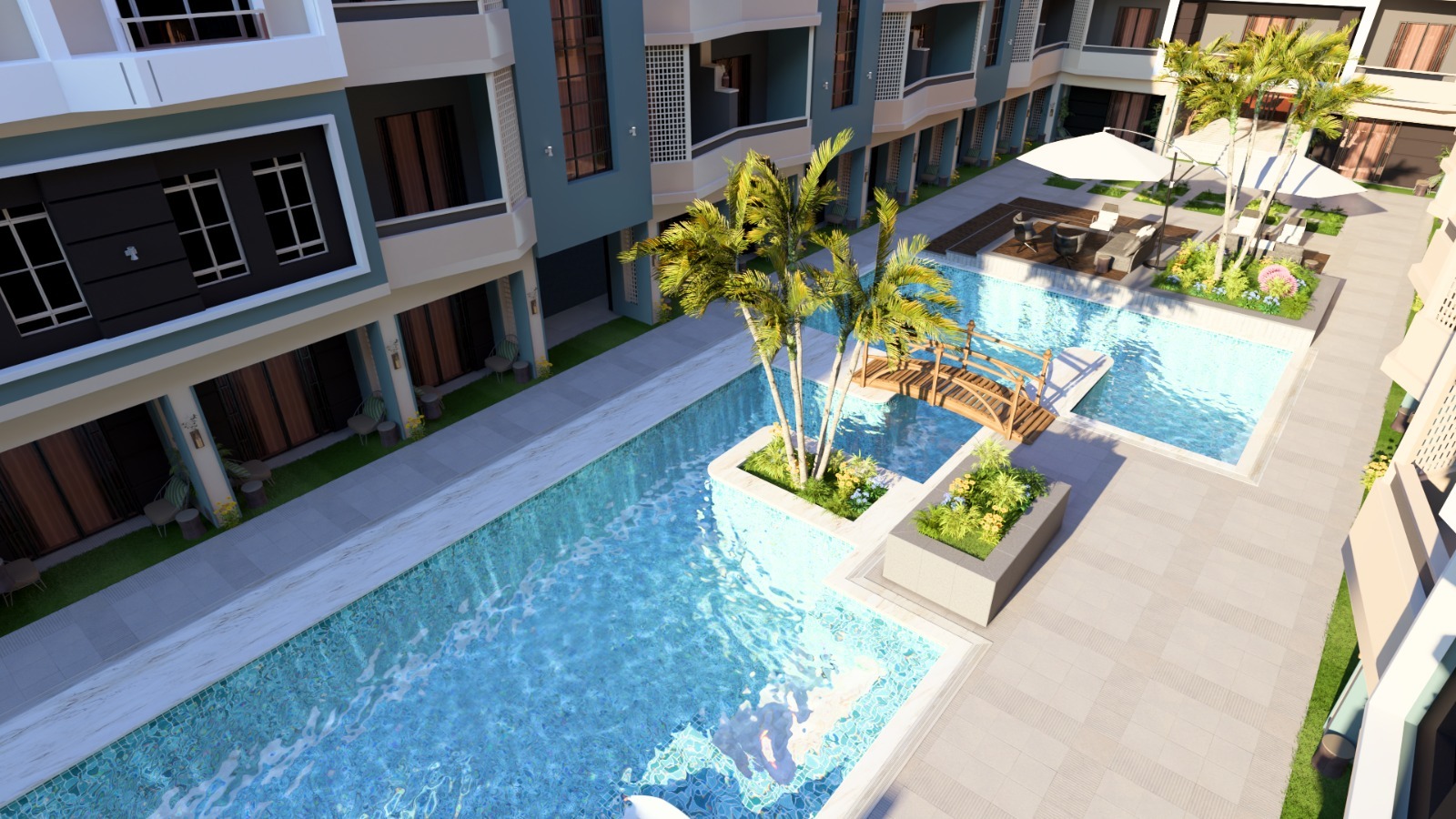 Two Bed for Sale in Hurghada | Luxury Apartment in Al Mamsha Two Bed for sale in Hurghada at Hurghada Heights with pool view and modern interior design