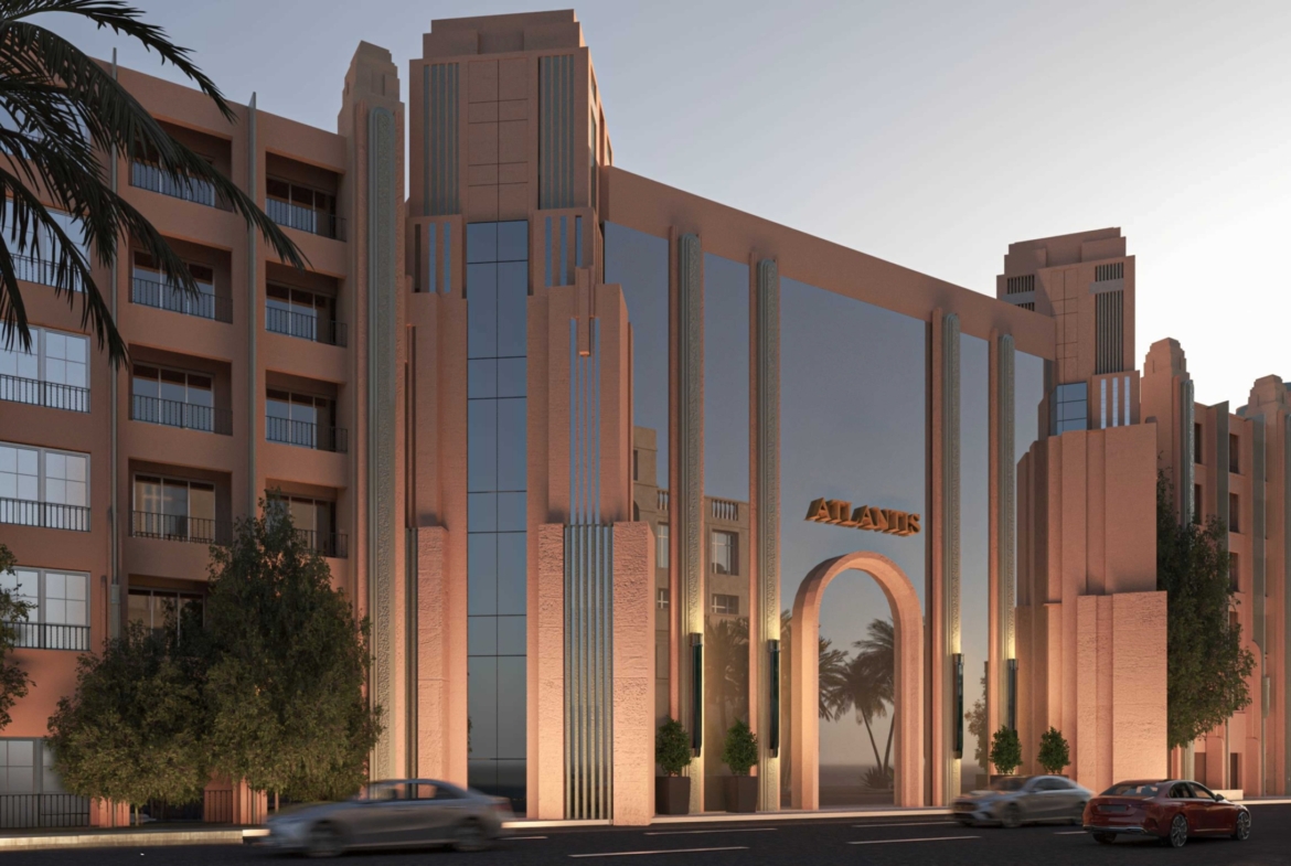 Swimming pool and resort amenities at Atlantis Resort Hurghada with modern architecture