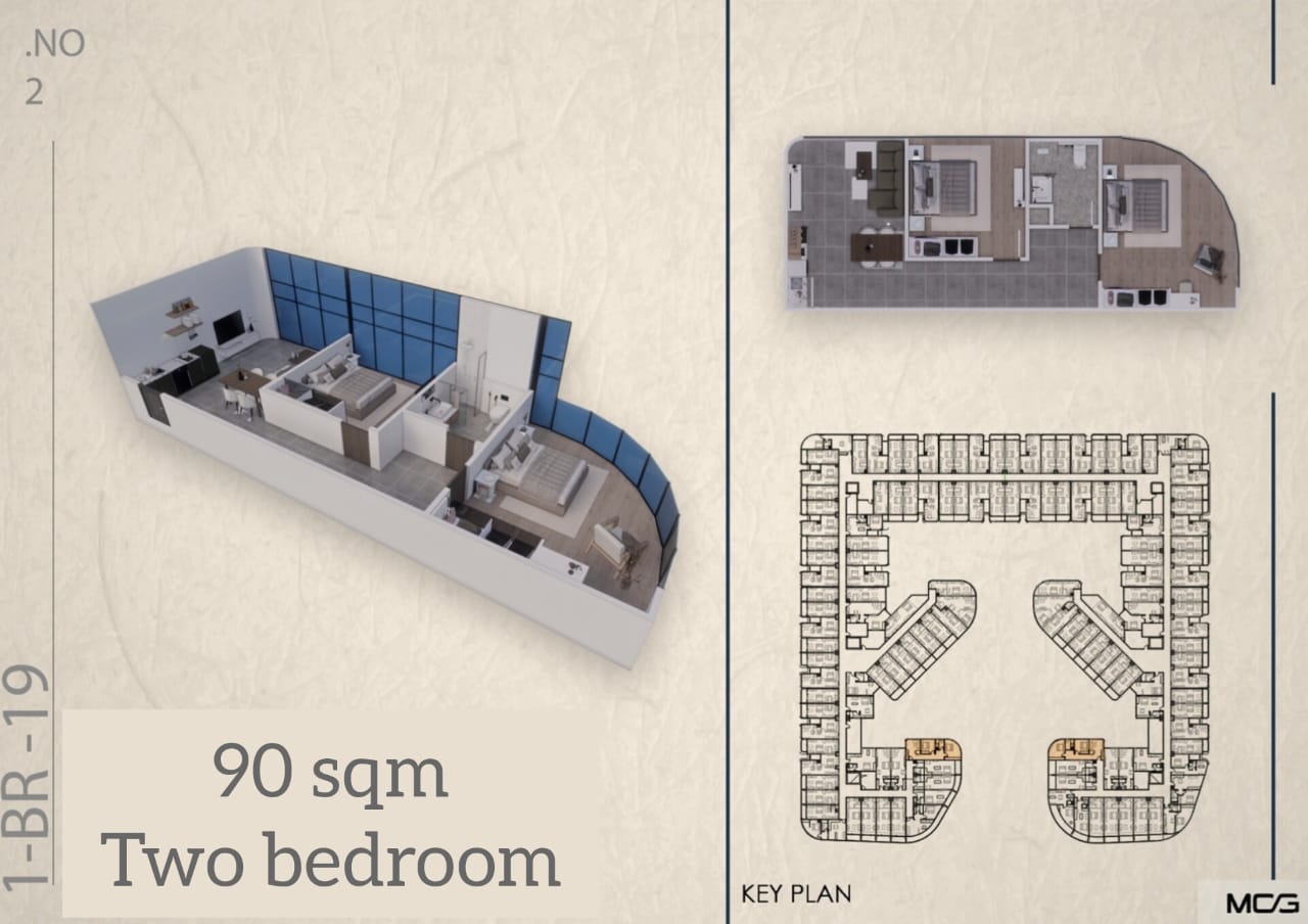 2 bedroom layout at Lagouna Resort Hurghada with spacious modern apartment design