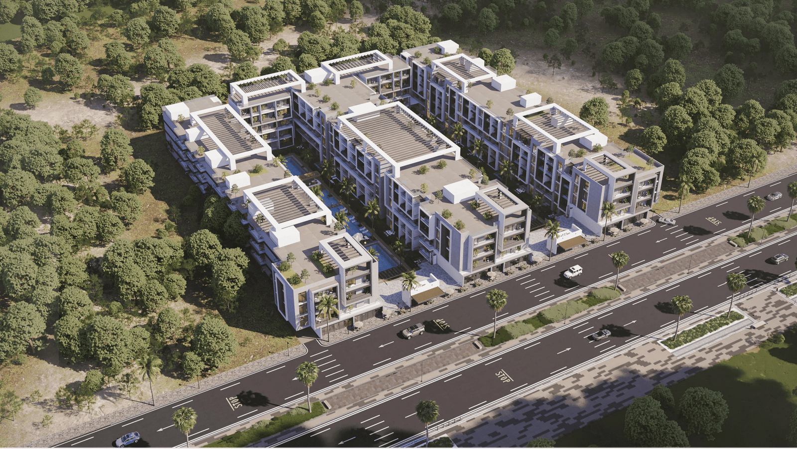 Clan Residents Exterior Design Modern residential facade of Clan Residents in Hurghada
