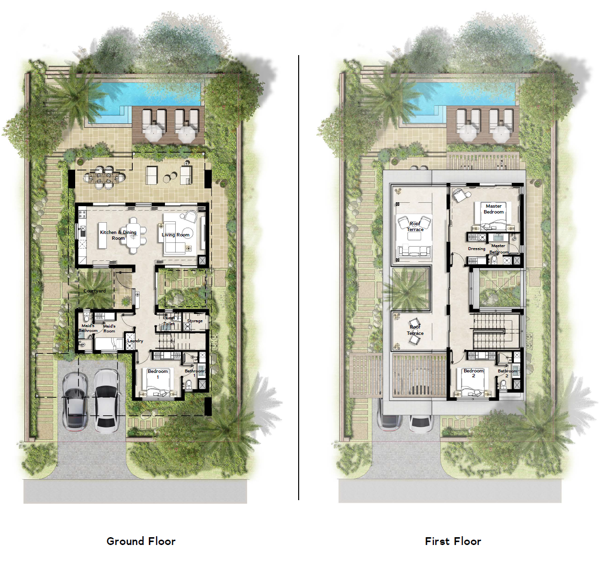 Shore villa layout at Ras Soma Residences Hurghada featuring spacious interiors and beautiful Red Sea views