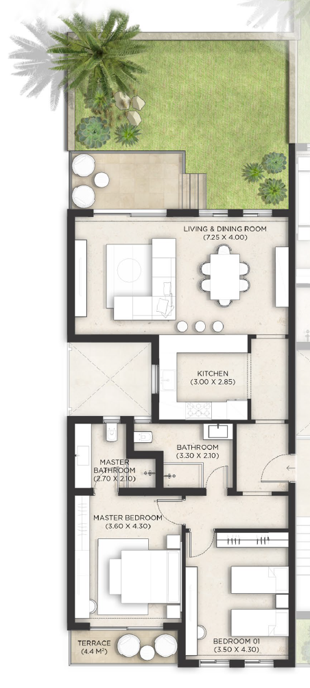 2 bedroom layout at Makadina Makadi Bay featuring spacious living areas, modern design, and sea view lifestyle