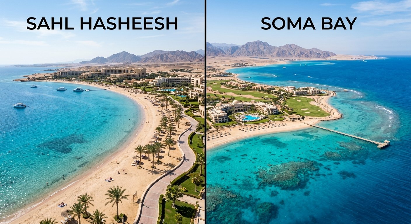 Sahl Hasheesh vs Soma Bay real estate investment comparison on the Red Sea