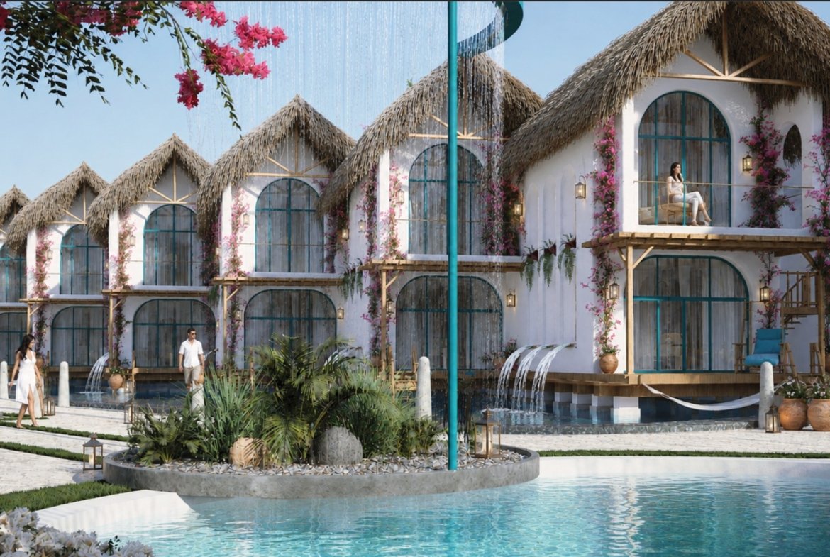 Waterfall feature at Athena Resort Hurghada swimming pool